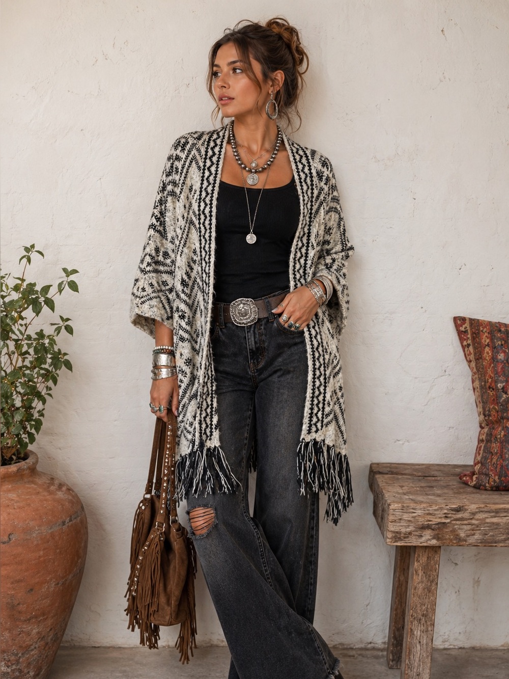 Shiraleah Tassel Oversized Cardigan